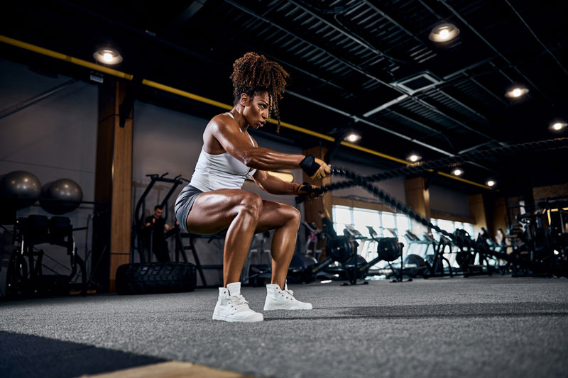 a woman working out in a gym