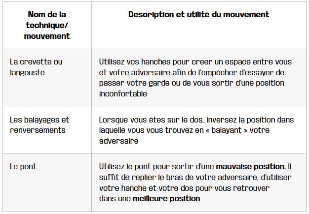 tableau techniques et positions essentielles